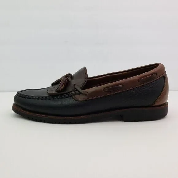Allen Edmonds Nashua Mens Size 9.5 Brown Black Leather Kiltie Tassel Loafer Shoe